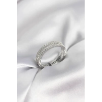 Gümüş Renk Minimal Zirkon Taşlı Kadın Yüzük