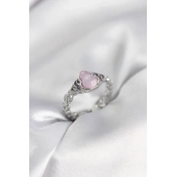 Gümüş Renk Pembe Damla Model Kadın Yüzük