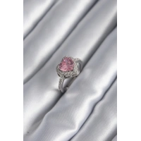 Gümüş Renk Pembe Zirkon Taşlı Charm Kalp Model Kadın Yüzük