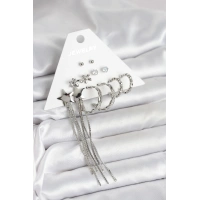 Gümüş Renk Pirinç 6 Çift Kadın Küpe Seti