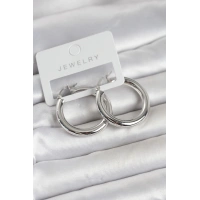 Gümüş Renk Pirinç Halka 30 mm Kadın Küpe