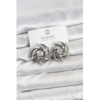 Gümüş Renk Pirinç Keskin Sarmal Model Kadın Küpe