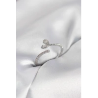 Gümüş Renk Pirinç Kuyruklu Kalp Model Kadın Yüzük