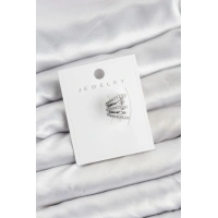 Gümüş Renk Pirinç Zirkon Taşlı Kıkırdak Earcuff Küpe