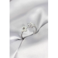 Gümüş Renk Sedefli Çiçek Model Kadın Yüzük