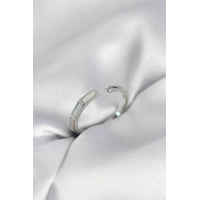 Gümüş Renk Sedefli Çubuk Model Kadın Yüzük