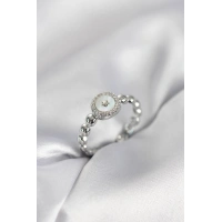 Gümüş Renk Sedefli Yıldız Model Zirkon Taşlı Kadın Yüzük