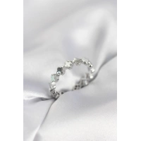 Gümüş Renk Sedefli Yonca Model Kadın Yüzük