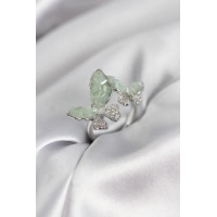 Gümüş Renk Su Yeşili Kelebek Model Zirkon Taşlı Kadın Yüzük