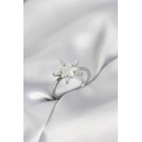 Gümüş Renk Yıldız Model Sedefli Zirkon Taşlı Kadın Yüzük