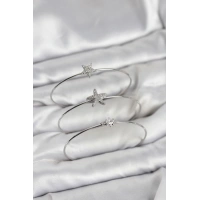 Gümüş Renk Zirkon Taşlı Deniz Yıldızı Model 3lü Kadın Bileklik Kombini