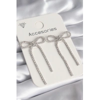 Gümüş Renk Zirkon Taşlı Fiyonk Model Kadın Küpe