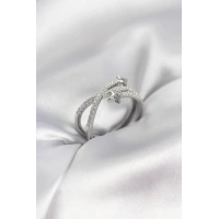 Gümüş Renk Zirkon Taşlı Halley Model Kadın Yüzük