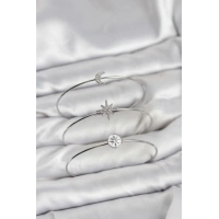 Gümüş Renk Zirkon Taşlı Kutup Yıldızı Model 3lü Kadın Bileklik Kombini