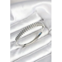 Gümüş Renk Zirkon Taşlı Pirinç Kadın Kelepçe