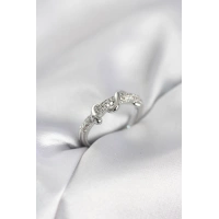 Gümüş Renk Zirkon Taşlı Sarmal Yılan Model Kadın Yüzük