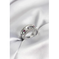 Gümüş Renk Zirkon Taşlı Vintage Kadın Yüzük