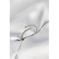 Gümüş Renk Zirkon Taşlı Yılan Tarz Kadın Yüzük