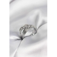 Gümüş Renk Zirkon Taşlı Zincir Model Kadın Yüzük