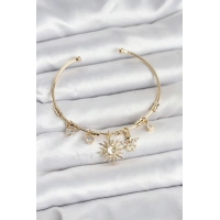 Güneş Charmlı Gold Renk Pirinç Kadın Bileklik