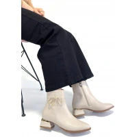 Harly Bej Cilt Topuklu Bot