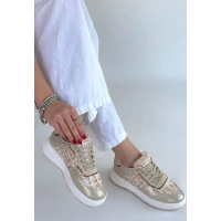 Hawer Bej Cilt Bağcıklı Spor Ayakkabı