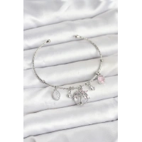 Hayat Ağacı Charmlı Gümüş Renk Pirinç Kadın Bileklik