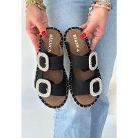 Hertas Siyah Nubuk Tokalı Terlik