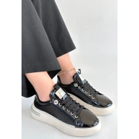 Hley Siyah Rugan Paraşüt Detaylı Bağcıklı Spor Ayakkabı