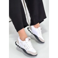 Huer Beyaz Nubuk Bağcıklı Spor Ayakkabı