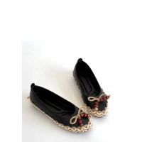 Ilwe Siyah Cilt Babet Ayakkabı