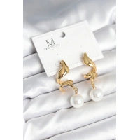 inci Detaylı Sarmal Model Gold Renk Pirinç Kadın Küpe