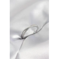 İncili ve Zirkon Taşlı Gümüş Renk Kadın Yüzük