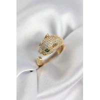 Jaguar Model Gold Renk Zirkon Taşlı Kadın Yüzük