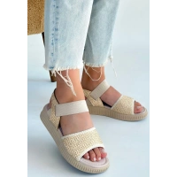 Jake Bej Hasır Cilt Sandalet