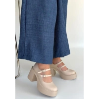 Jarlo Bej Cilt Dolgu Topuk Ayakkabı