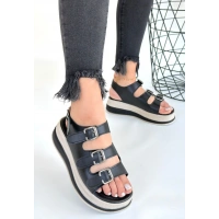 Jatay Siyah Cilt Sandalet