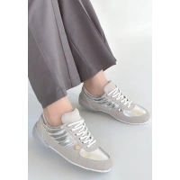 Jawen Gri Nubuk Gümüş Detaylı Spor Ayakkabı