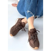 Jeat Kahverengi  Nubuk Bağcıklı Spor Ayakkabı