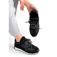 Jeat Siyah Nubuk Bağcıklı Spor Ayakkabı