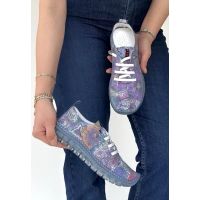 Jiten Mor Desenli Deri Bağcıklı Spor Ayakkabı