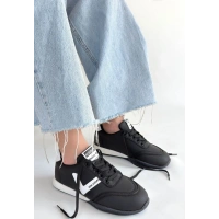 Jowen Siyah Cilt Beyaz Detaylı Bağcıklı Spor Ayakkabı