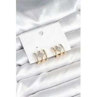 Kaburga Model Kutup Yıldızı Detaylı Gold Renk Kadın Küpe