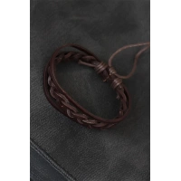 Kahverengi Örgü Deri Erkek Bileklik