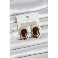 Kahverengi Renk Kare Model Vintage Kadın Küpe