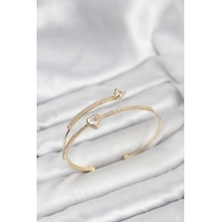 Kalp Model Pirinç Gold Renk Kadın Bileklik