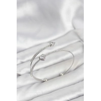 Kalp Model Pirinç Gümüş Renk Kadın Bileklik