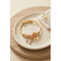 Kalp ve Arı Model Pembe Charmlı Bileklik