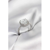 Kare Tek Taş Model Zirkon Taşlı Gümüş Renk Kadın Yüzük