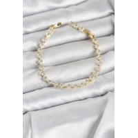 Kare Zirkon Taşlı Gold Renk Pirinç Su Yolu Kadın Bileklik